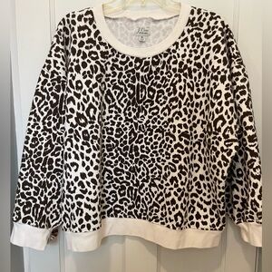 J.Crew size 3X brown/white leopard print cotton sweatshirt